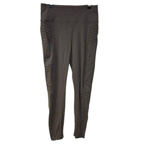 ATHLETA Delancey Moto Tight Legging Pants Women's M Taupe Brown Zipper Ankle